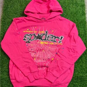 Pink Spiderweb Graphic Hoodie